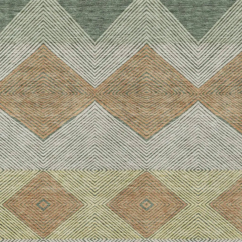 10' X 14' Green And Wheat Geometric Washable Indoor Outdoor Area Rug Homeroots Outdoor