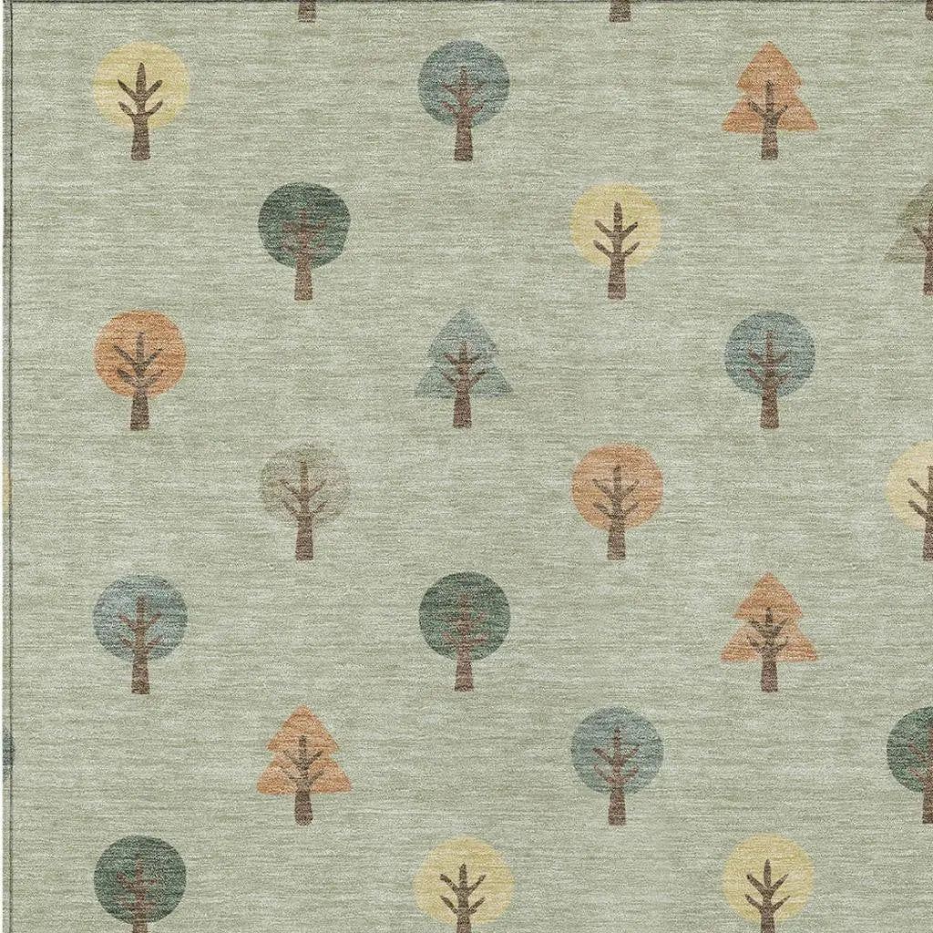 10' X 14' Green And Wheat Geometric Washable Indoor Outdoor Area Rug Homeroots Outdoor
