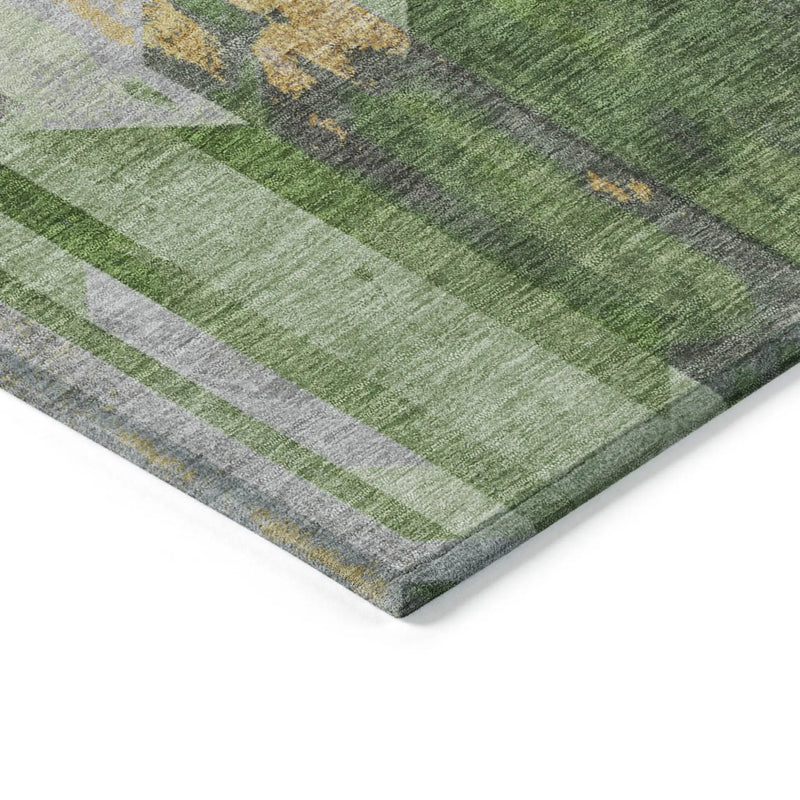 10' X 14' Green Gold And Silver Geometric Washable Indoor Outdoor Area Rug Homeroots Outdoor