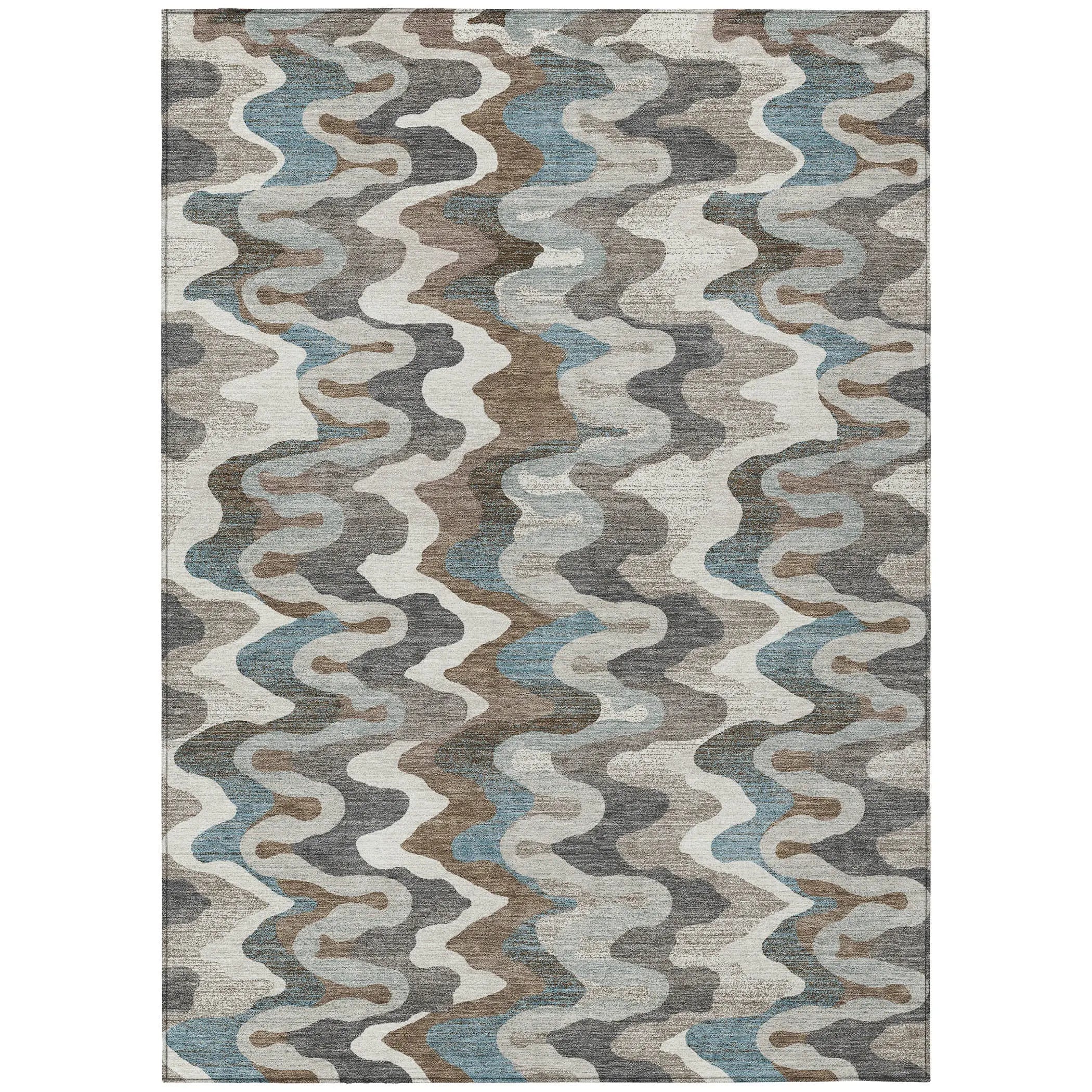10' X 14' Ivory And Beige Abstract Washable Indoor Outdoor Area Rug Homeroots Outdoor