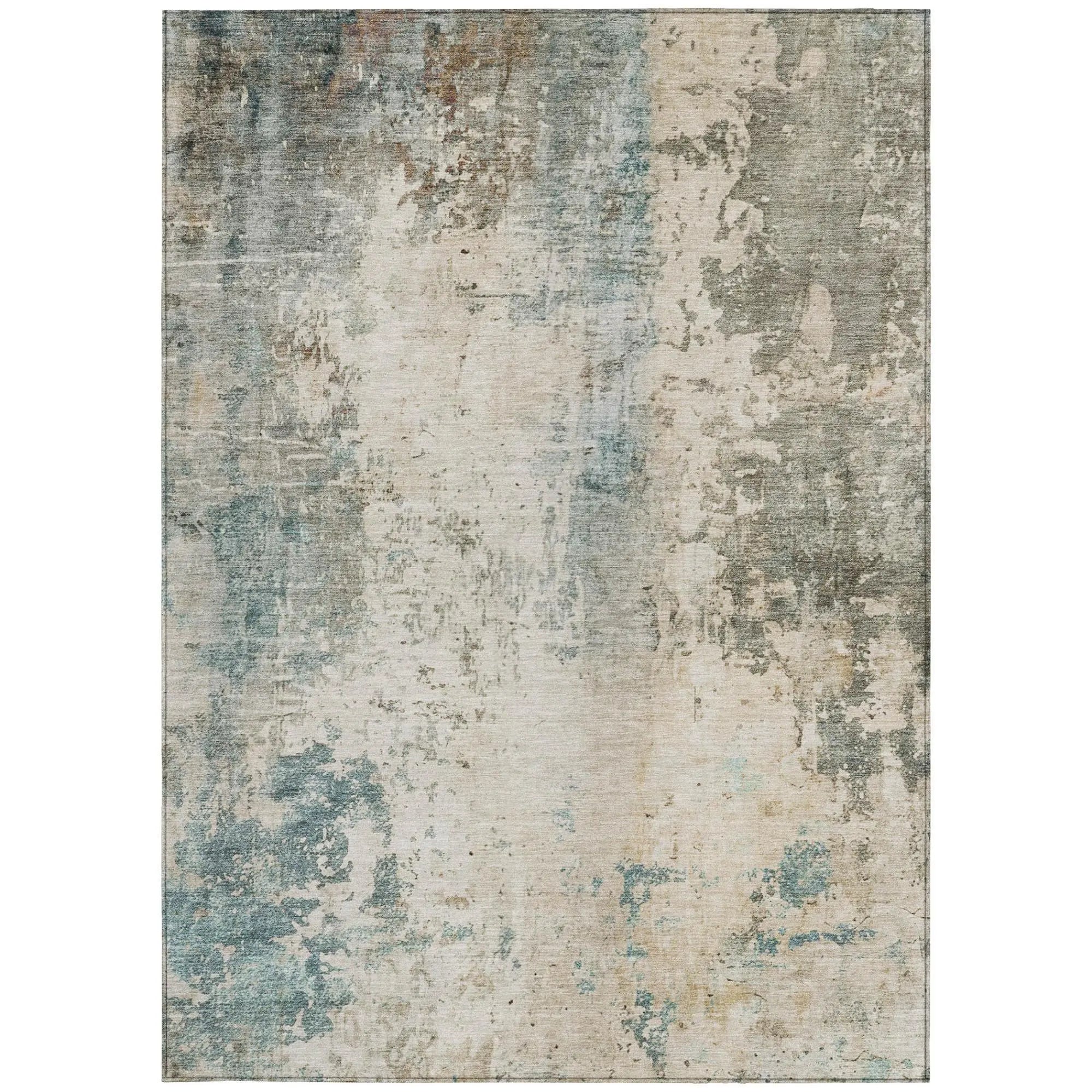 10' X 14' Ivory And Beige Abstract Washable Indoor Outdoor Area Rug Homeroots Outdoor