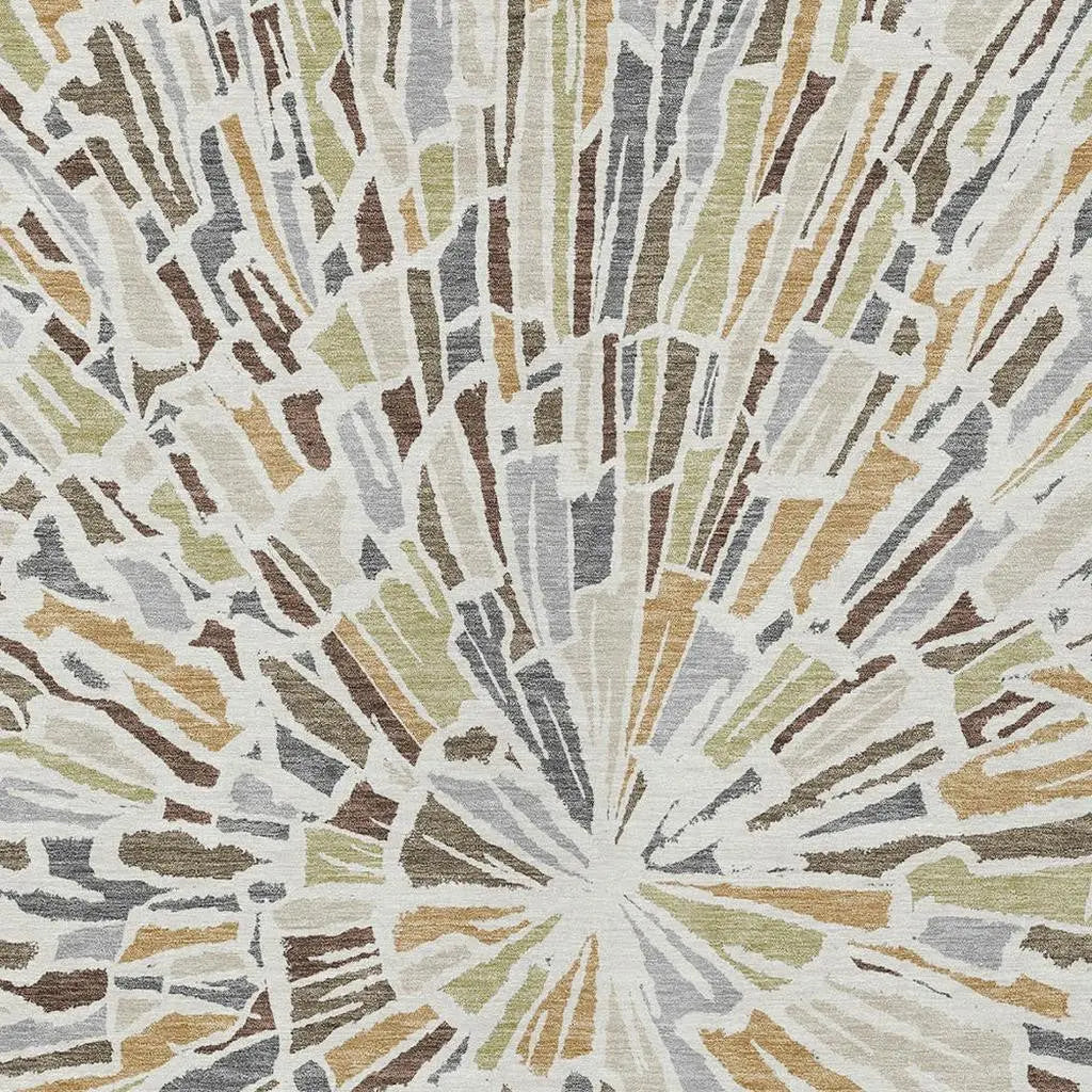 10' X 14' Ivory And Beige Abstract Washable Indoor Outdoor Area Rug Homeroots Outdoor