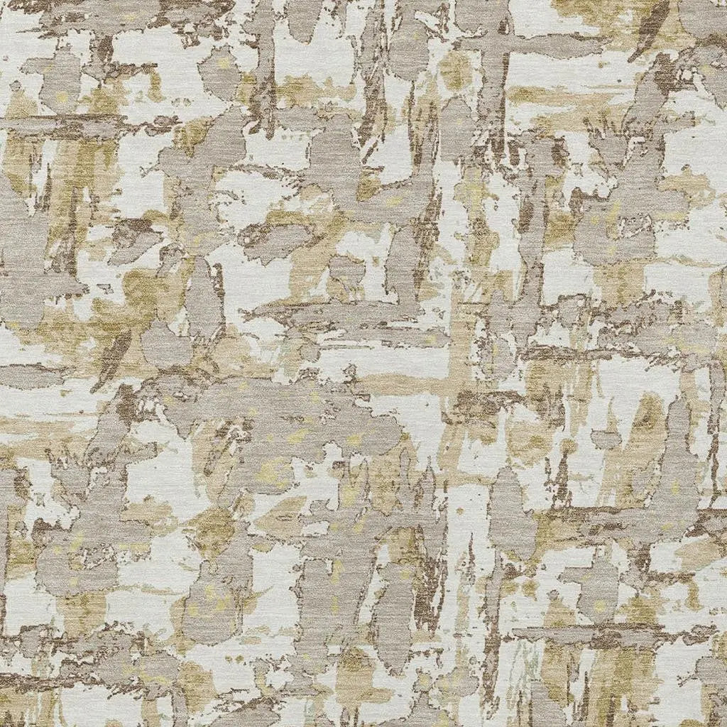 10' X 14' Ivory And Beige Abstract Washable Indoor Outdoor Area Rug Homeroots Outdoor
