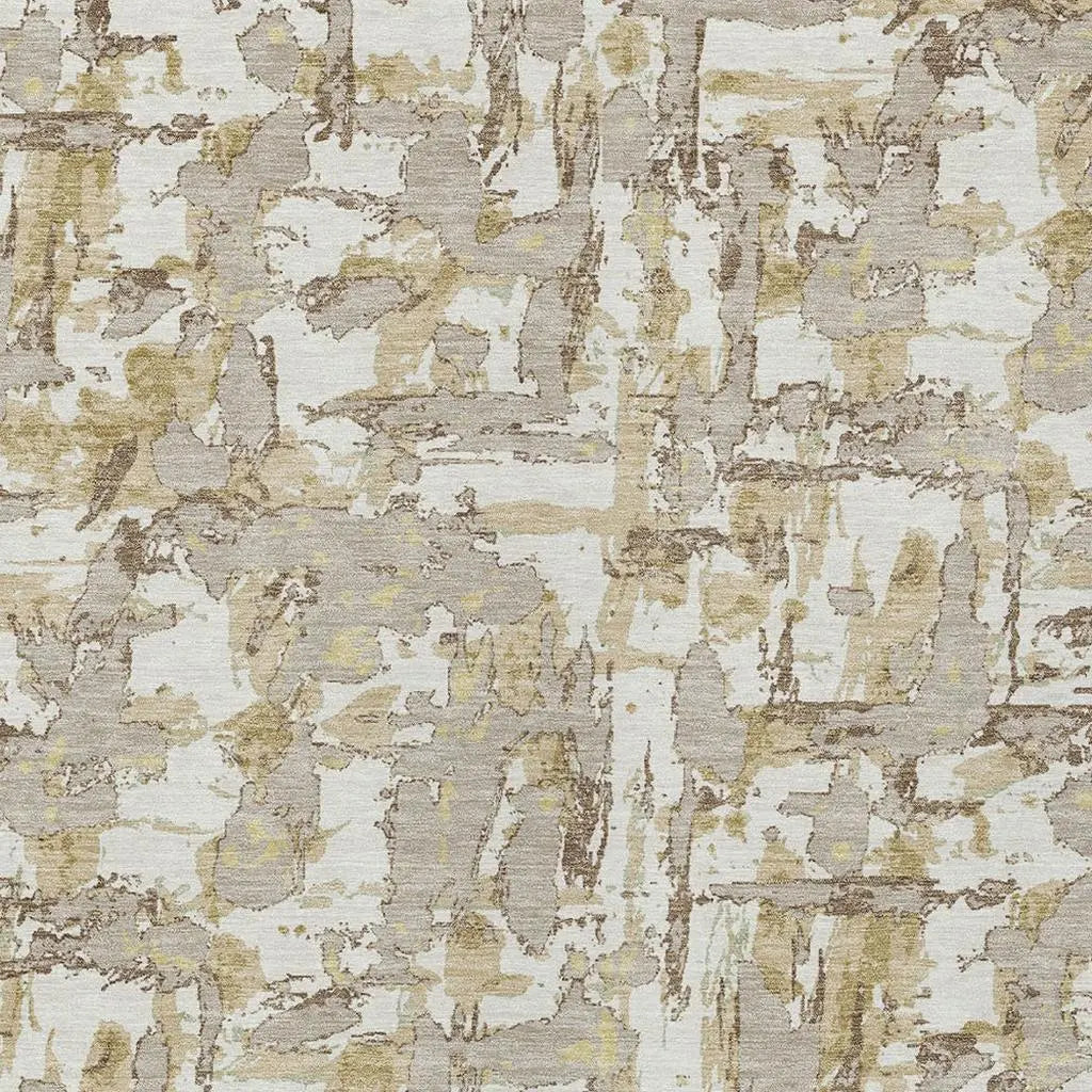 10' X 14' Ivory And Beige Abstract Washable Indoor Outdoor Area Rug Homeroots Outdoor