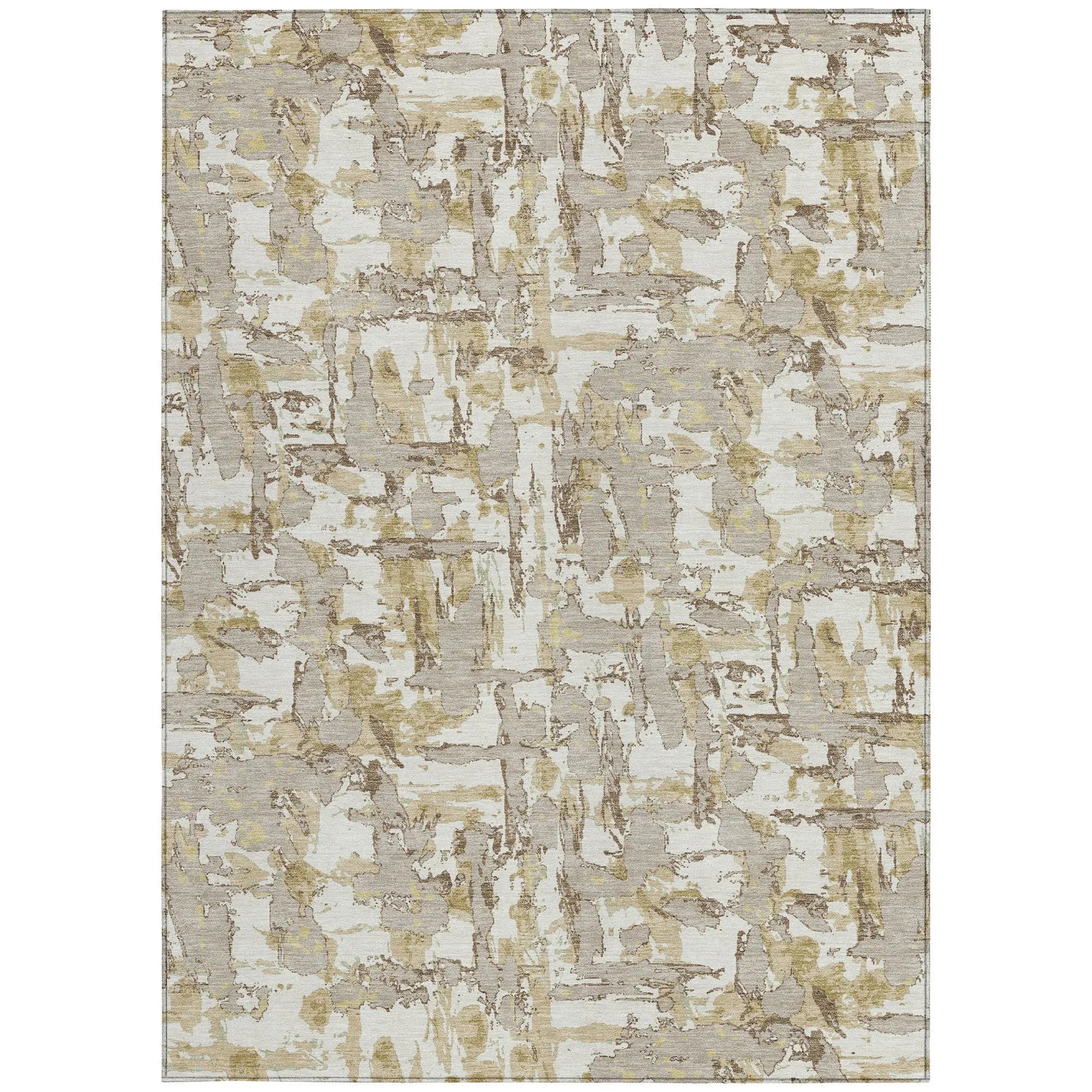 10' X 14' Ivory And Beige Abstract Washable Indoor Outdoor Area Rug Homeroots Outdoor