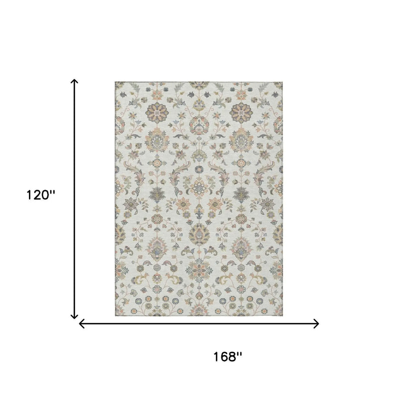10' X 14' Ivory And Beige Abstract Washable Indoor Outdoor Area Rug Homeroots Outdoor