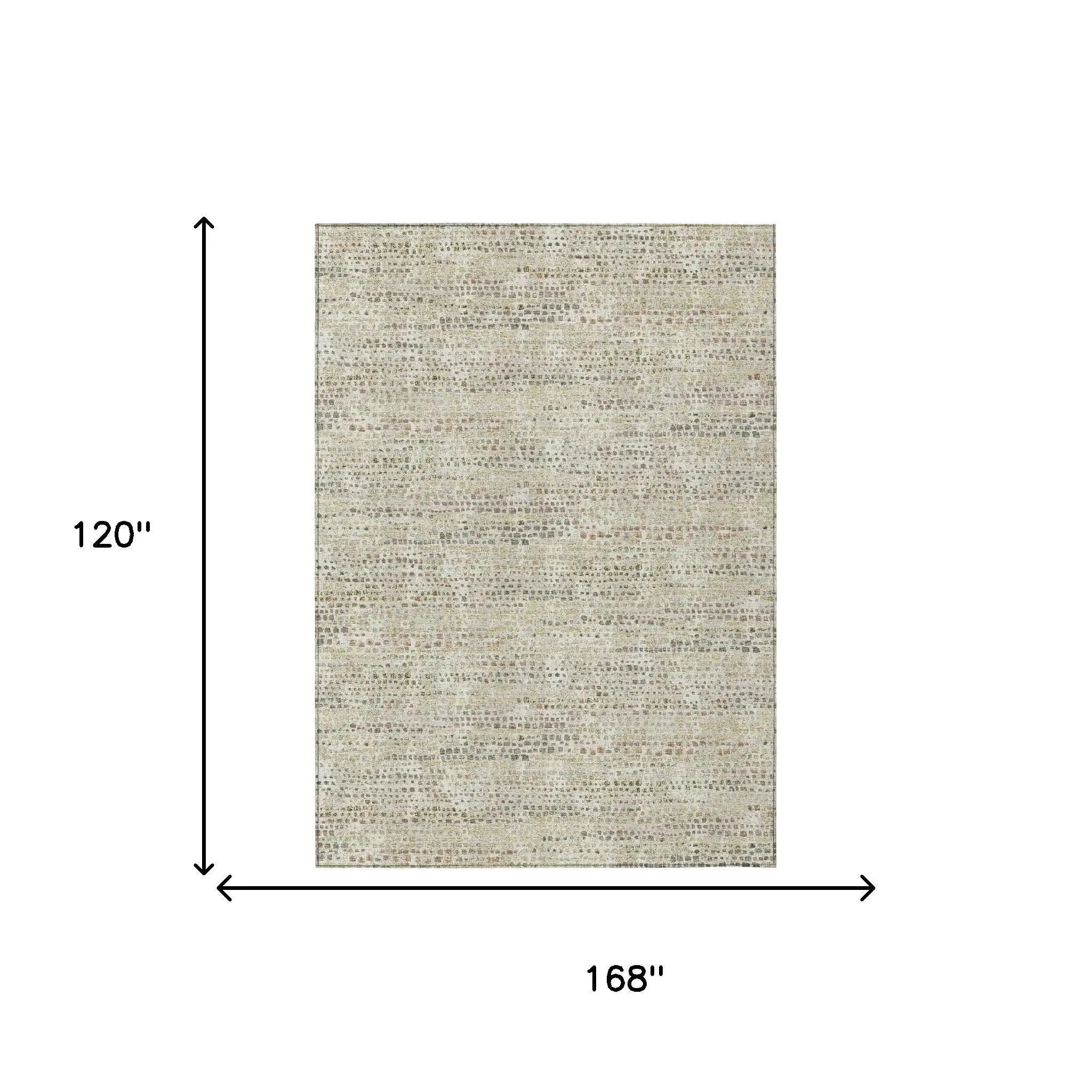 10' X 14' Ivory And Beige Abstract Washable Indoor Outdoor Area Rug Homeroots Outdoor