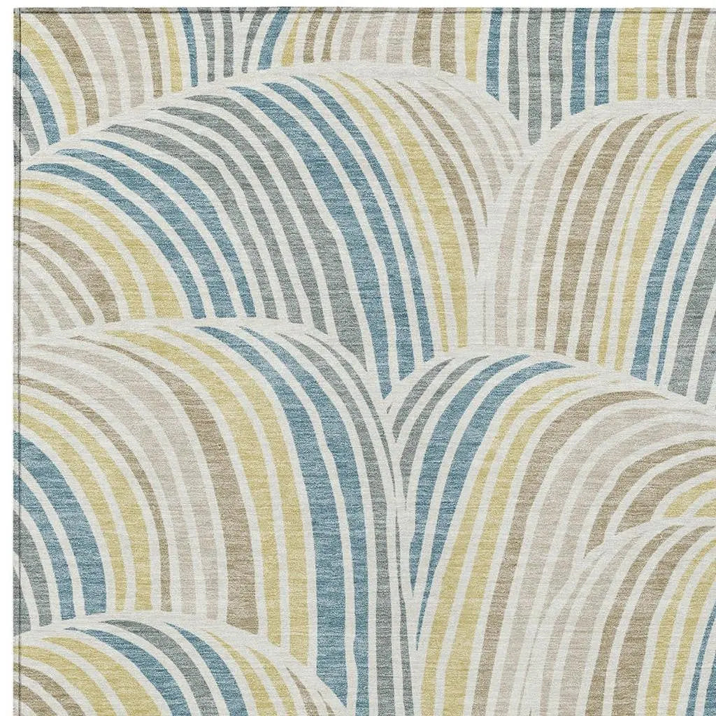 10' X 14' Ivory And Beige Abstract Washable Indoor Outdoor Area Rug Homeroots Outdoor