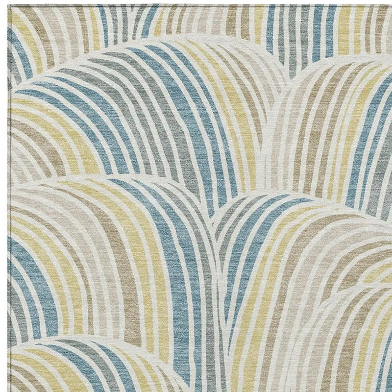 10' X 14' Ivory And Beige Abstract Washable Indoor Outdoor Area Rug Homeroots Outdoor