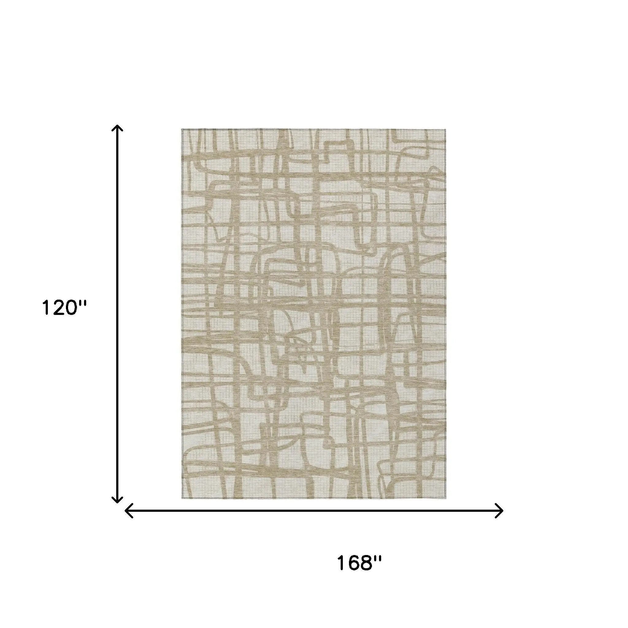 10' X 14' Ivory And Beige Abstract Washable Indoor Outdoor Area Rug Homeroots Outdoor