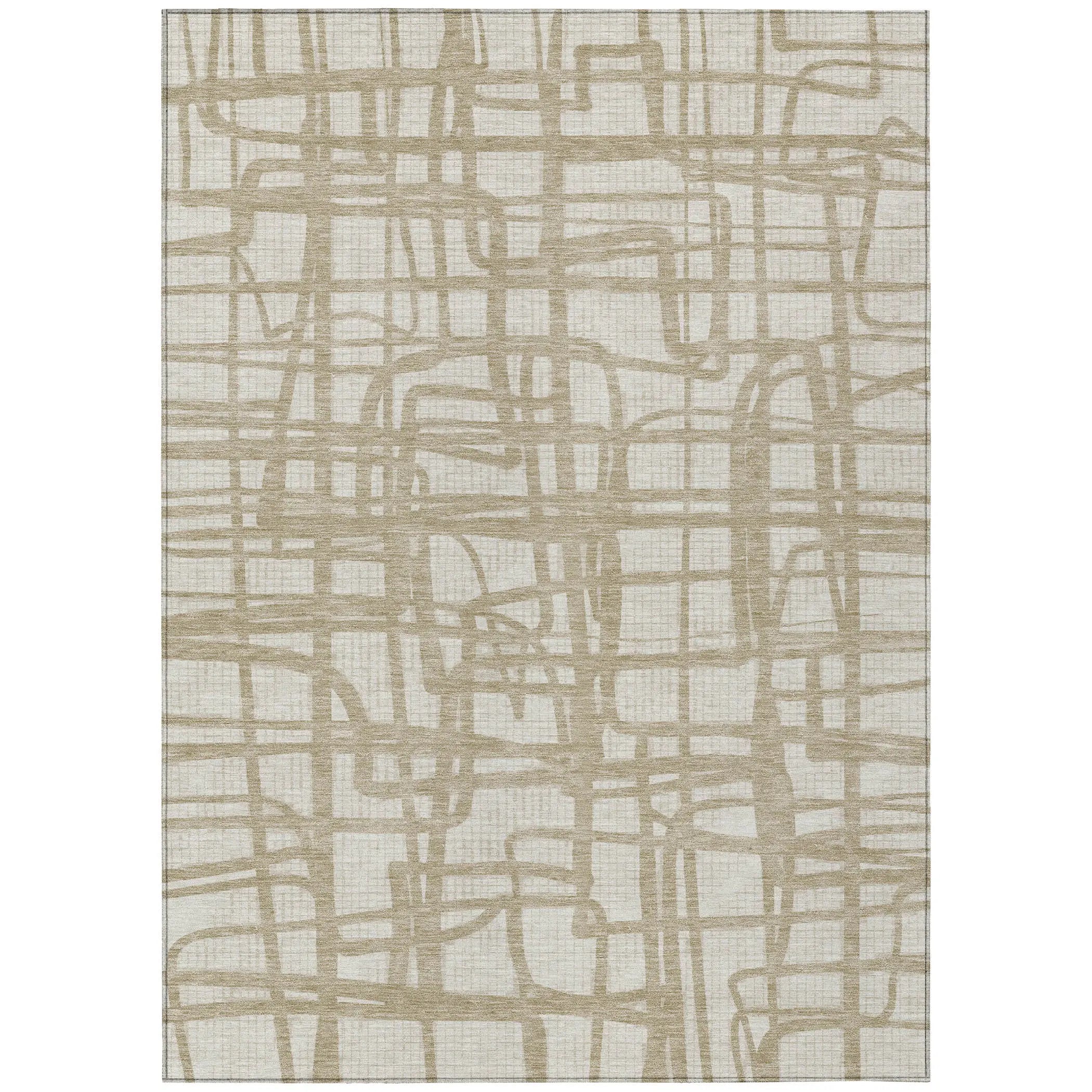 10' X 14' Ivory And Beige Abstract Washable Indoor Outdoor Area Rug Homeroots Outdoor