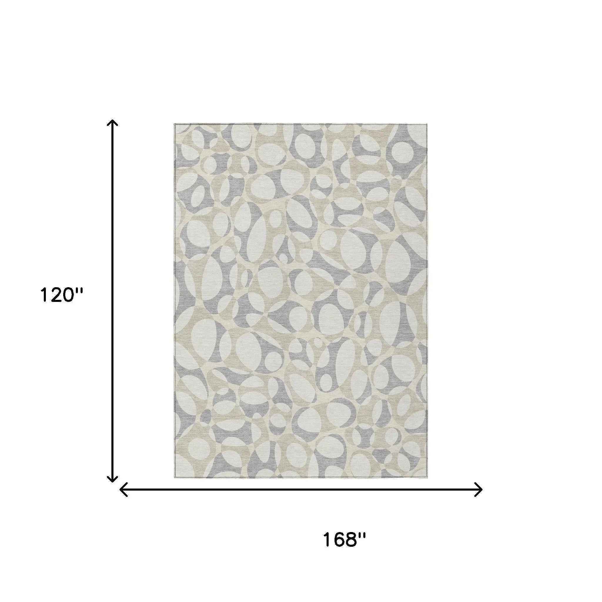 10' X 14' Ivory And Beige Abstract Washable Indoor Outdoor Area Rug Homeroots Outdoor