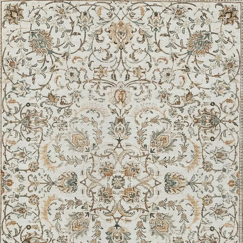 10' X 14' Ivory And Beige Botanical Leaves Washable Indoor Outdoor Area Rug Homeroots Outdoor