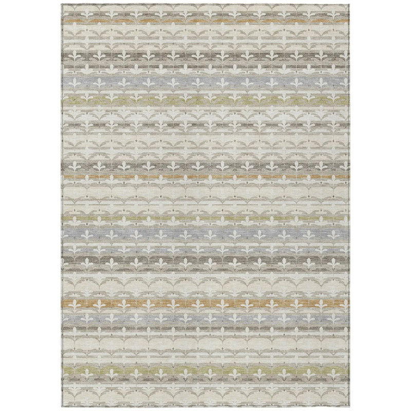 10' X 14' Ivory And Beige Damask Washable Indoor Outdoor Area Rug Homeroots Outdoor