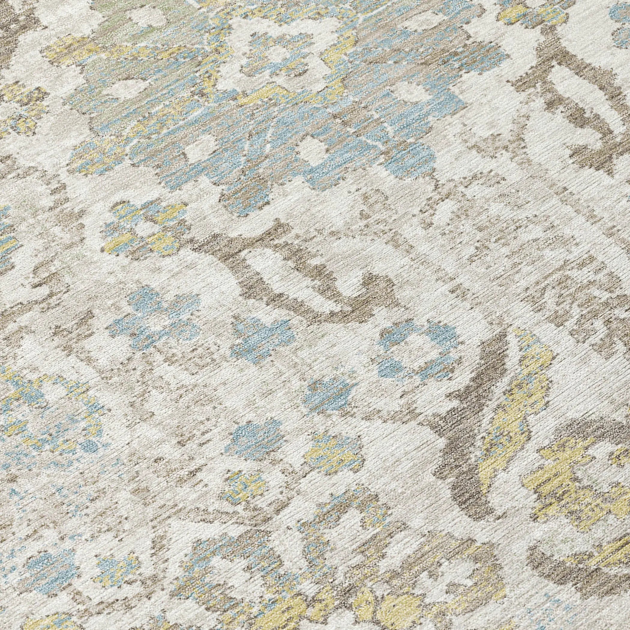 10' X 14' Ivory And Beige Damask Washable Indoor Outdoor Area Rug Homeroots Outdoor
