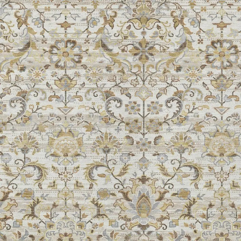 10' X 14' Ivory And Beige Floral Medallion Washable Indoor Outdoor Area Rug Homeroots Outdoor