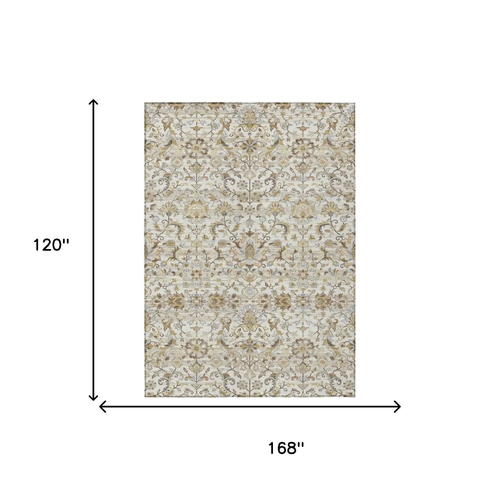 10' X 14' Ivory And Beige Floral Medallion Washable Indoor Outdoor Area Rug Homeroots Outdoor