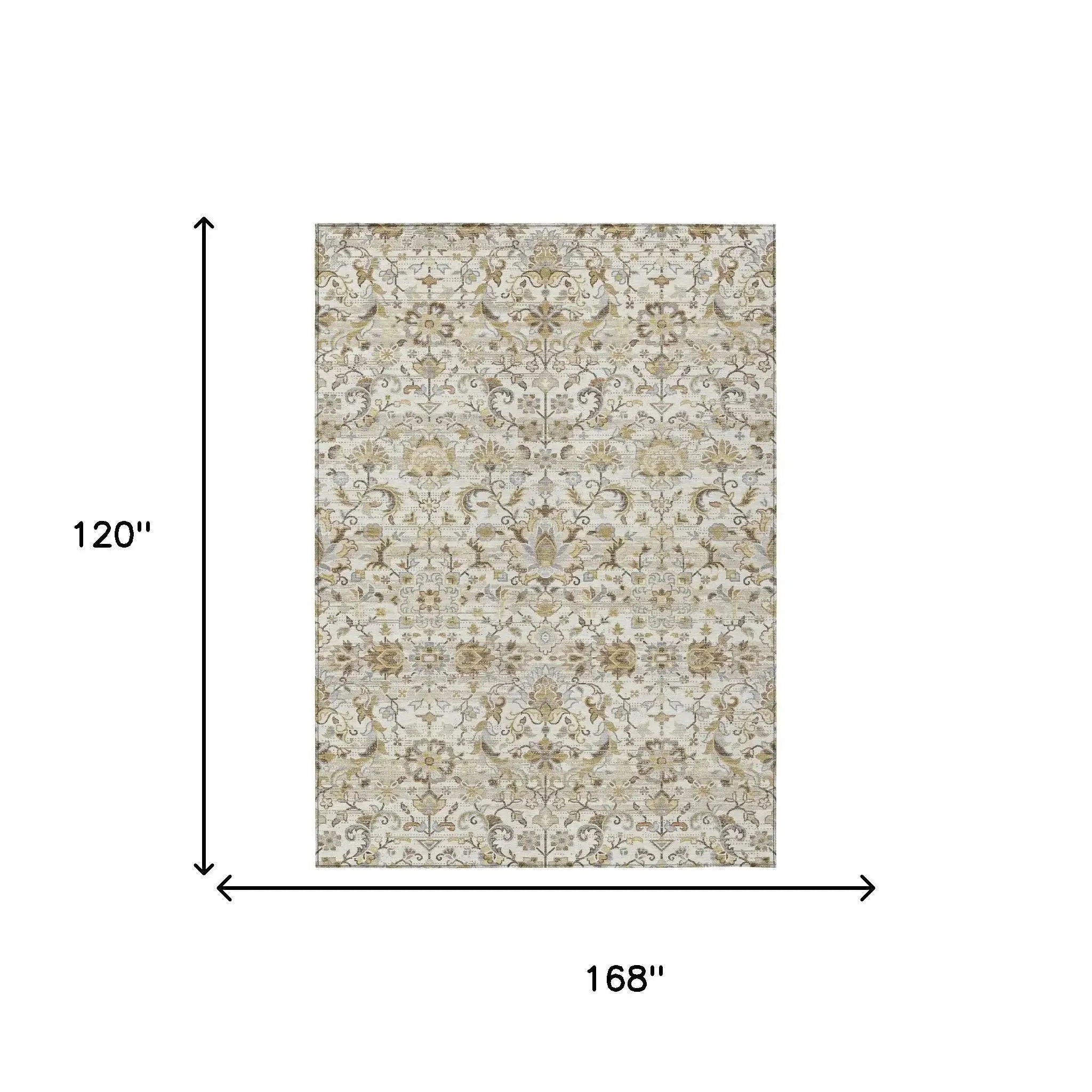 10' X 14' Ivory And Beige Floral Medallion Washable Indoor Outdoor Area Rug Homeroots Outdoor