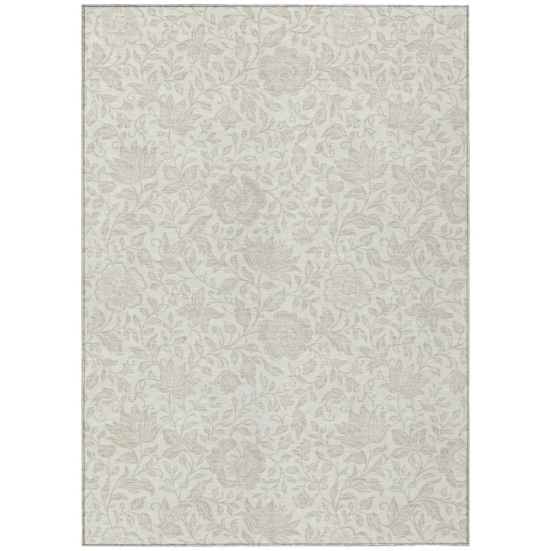 10' X 14' Ivory And Beige Floral Washable Indoor Outdoor Area Rug Homeroots Outdoor