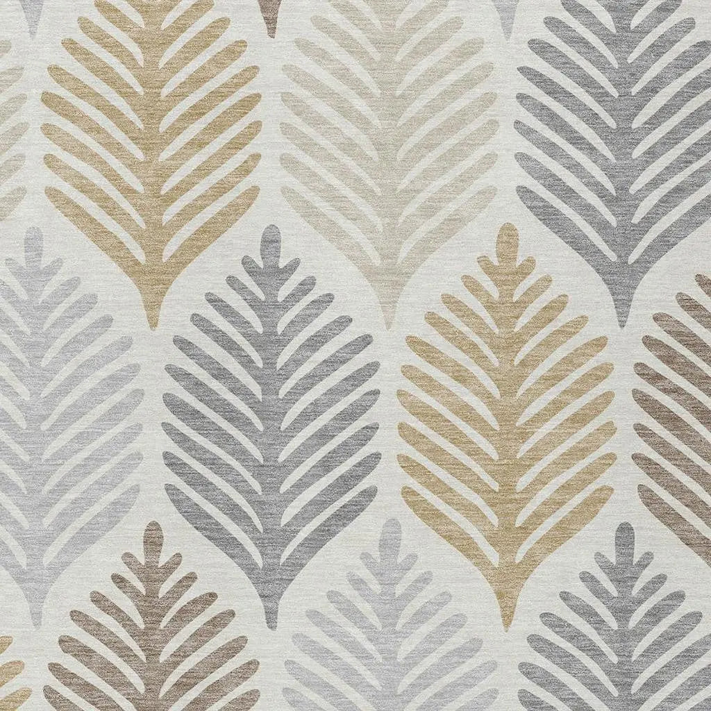 10' X 14' Ivory And Beige Floral Washable Indoor Outdoor Area Rug Homeroots Outdoor