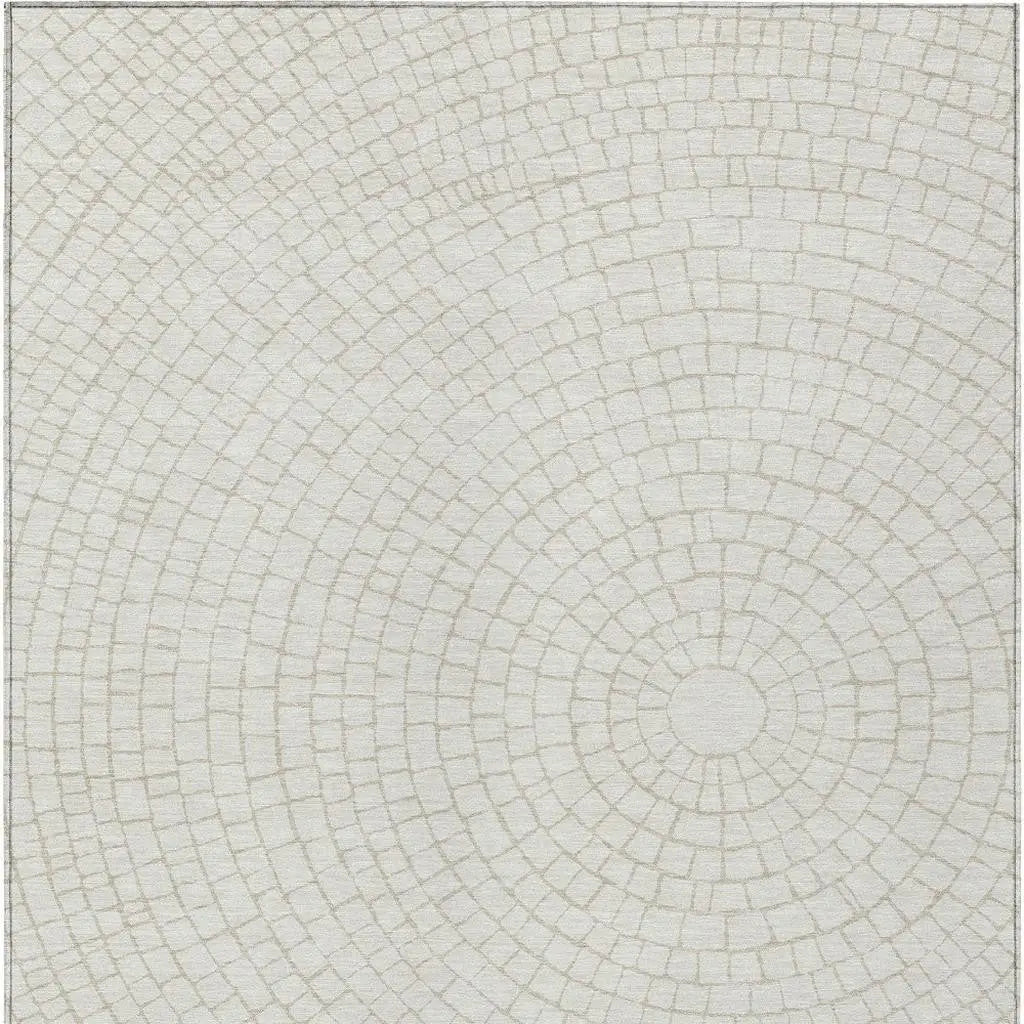 10' X 14' Ivory And Beige Geometric Washable Indoor Outdoor Area Rug Homeroots Outdoor