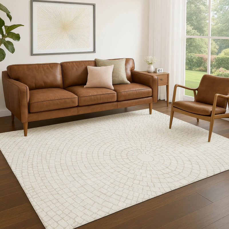 10' X 14' Ivory And Beige Geometric Washable Indoor Outdoor Area Rug Homeroots Outdoor