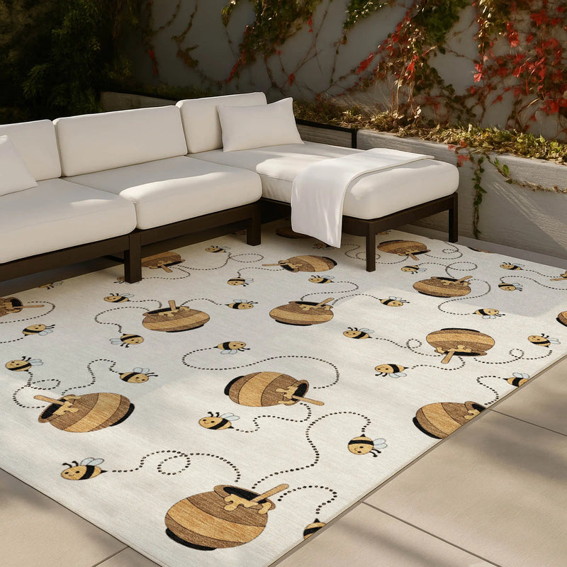 10' X 14' Ivory And Beige Geometric Washable Indoor Outdoor Area Rug Homeroots Outdoor