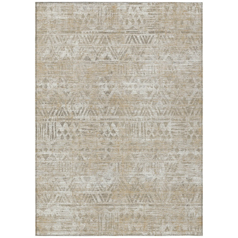 10' X 14' Ivory And Beige Geometric Washable Indoor Outdoor Area Rug Homeroots Outdoor