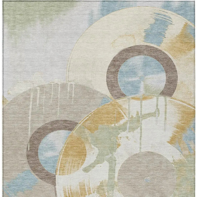 10' X 14' Ivory And Beige Geometric Washable Indoor Outdoor Area Rug Homeroots Outdoor