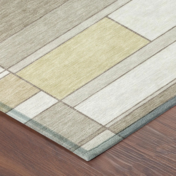10' X 14' Ivory And Beige Geometric Washable Indoor Outdoor Area Rug Homeroots Outdoor