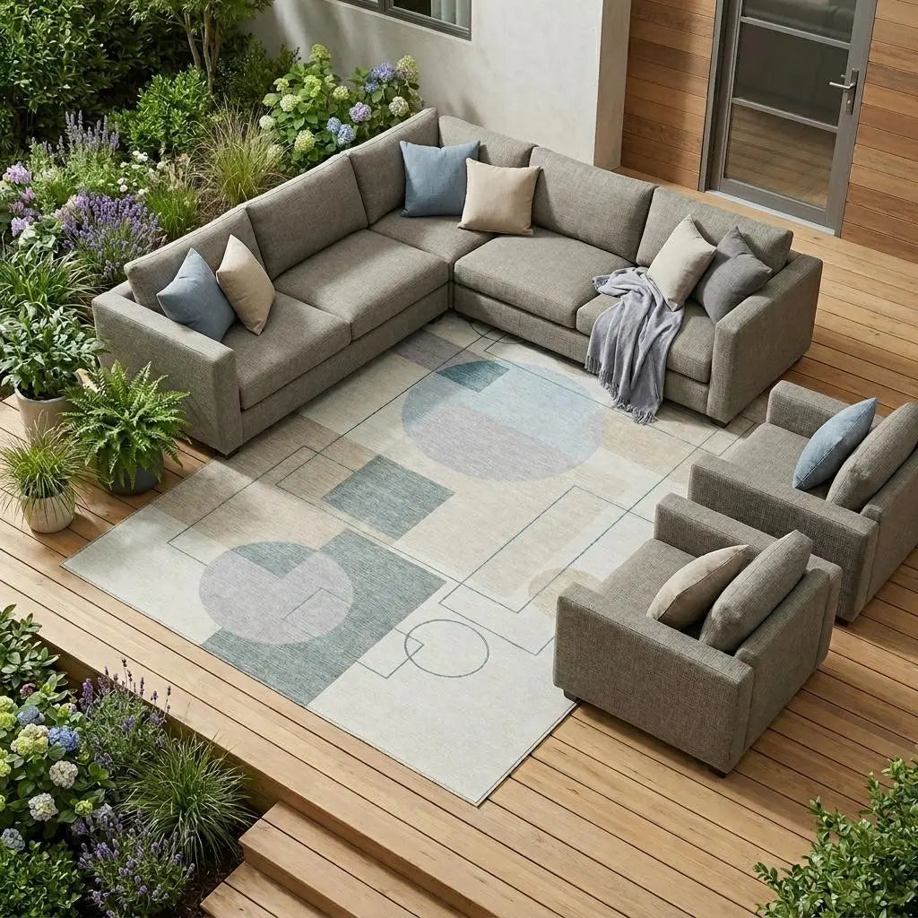 10' X 14' Ivory And Beige Geometric Washable Indoor Outdoor Area Rug Homeroots Outdoor