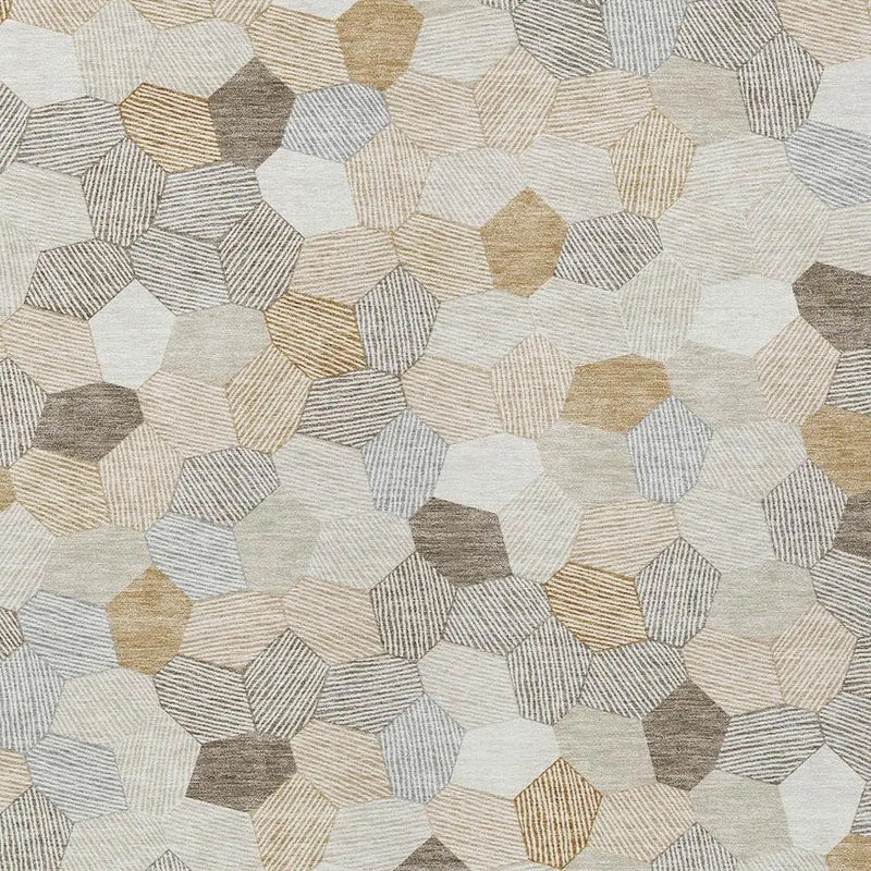 10' X 14' Ivory And Beige Geometric Washable Indoor Outdoor Area Rug Homeroots Outdoor