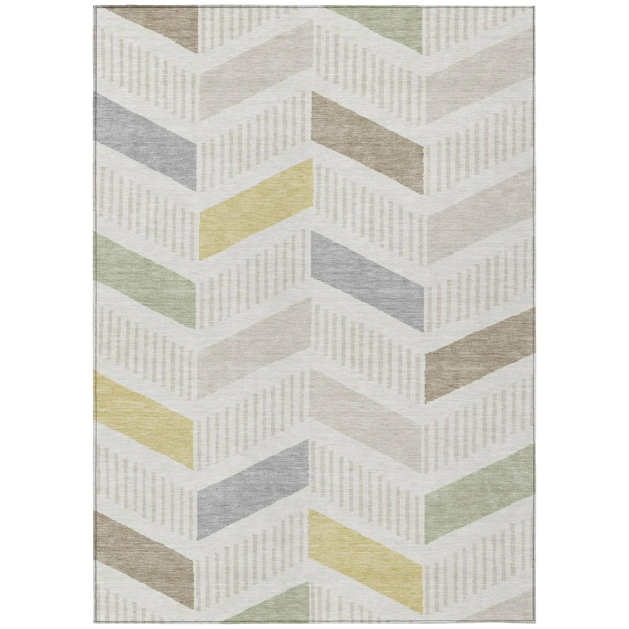 10' X 14' Ivory And Beige Geometric Washable Indoor Outdoor Area Rug Homeroots Outdoor