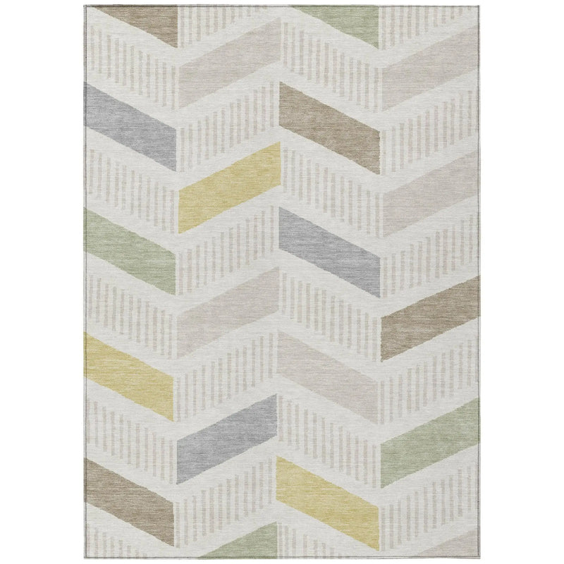 10' X 14' Ivory And Beige Geometric Washable Indoor Outdoor Area Rug Homeroots Outdoor