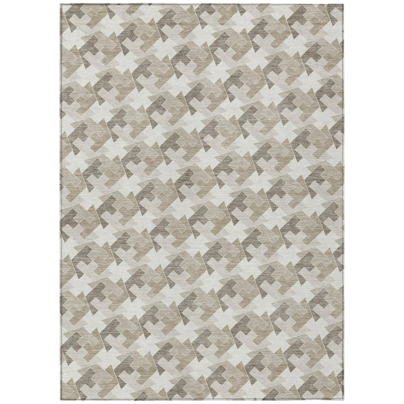10' X 14' Ivory And Beige Geometric Washable Indoor Outdoor Area Rug Homeroots Outdoor