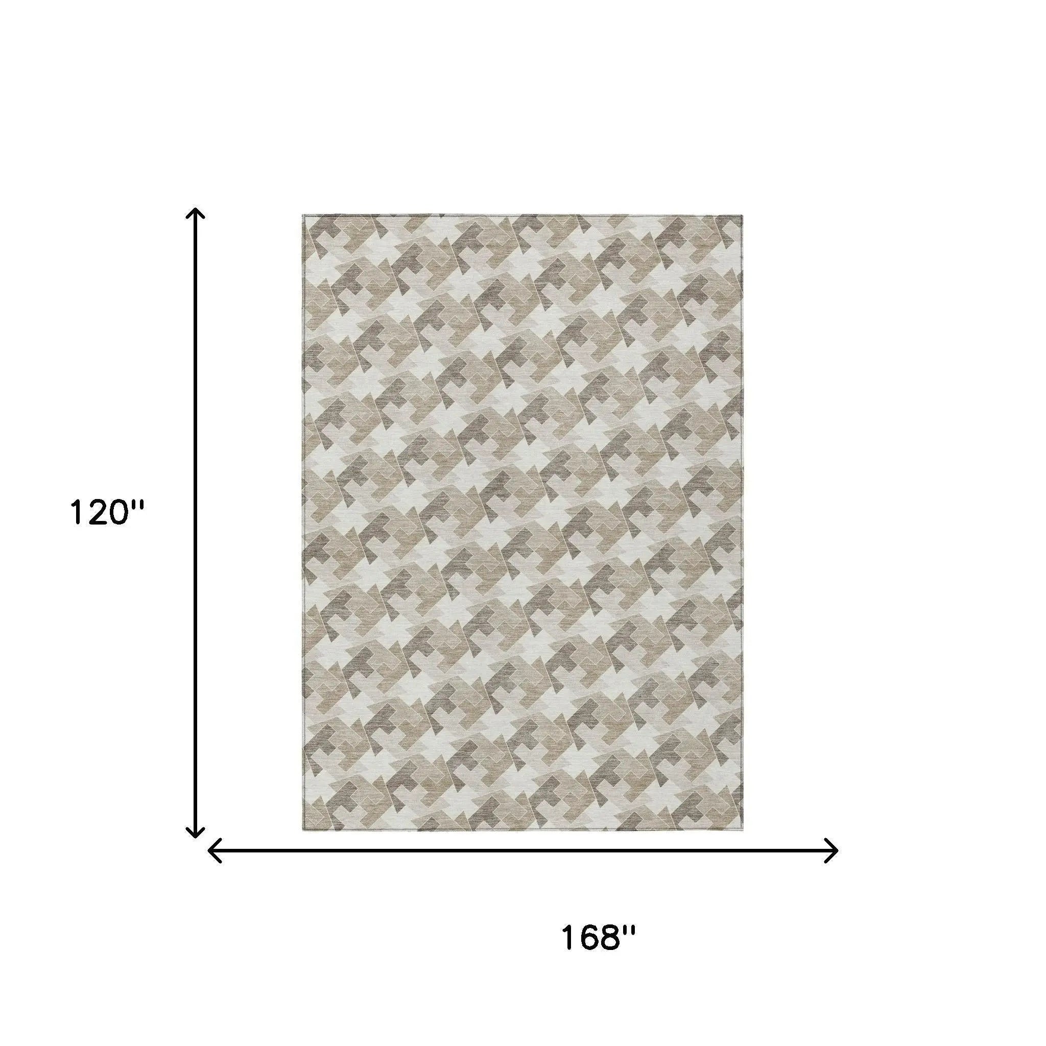 10' X 14' Ivory And Beige Geometric Washable Indoor Outdoor Area Rug Homeroots Outdoor