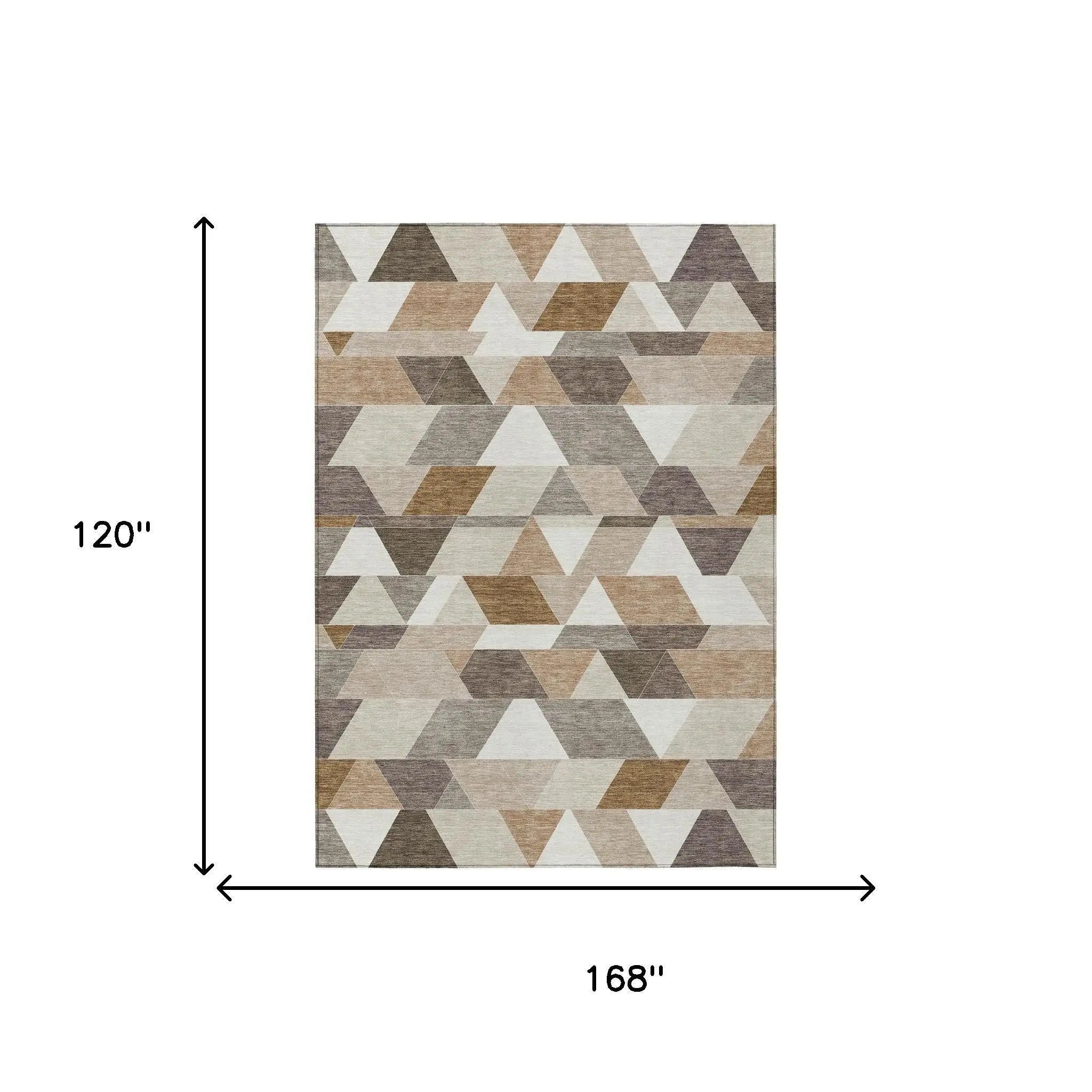 10' X 14' Ivory And Beige Geometric Washable Indoor Outdoor Area Rug Homeroots Outdoor