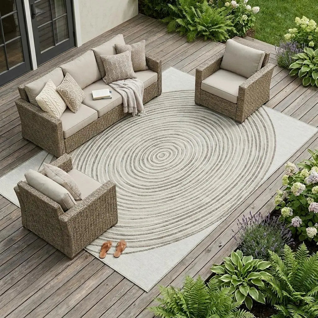 10' X 14' Ivory And Beige Geometric Washable Indoor Outdoor Area Rug Homeroots Outdoor