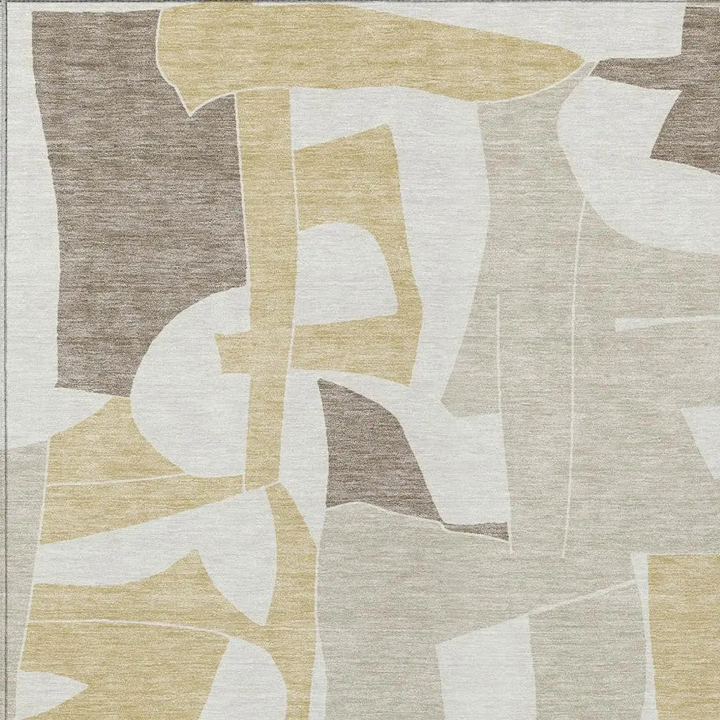 10' X 14' Ivory And Beige Geometric Washable Indoor Outdoor Area Rug Homeroots Outdoor