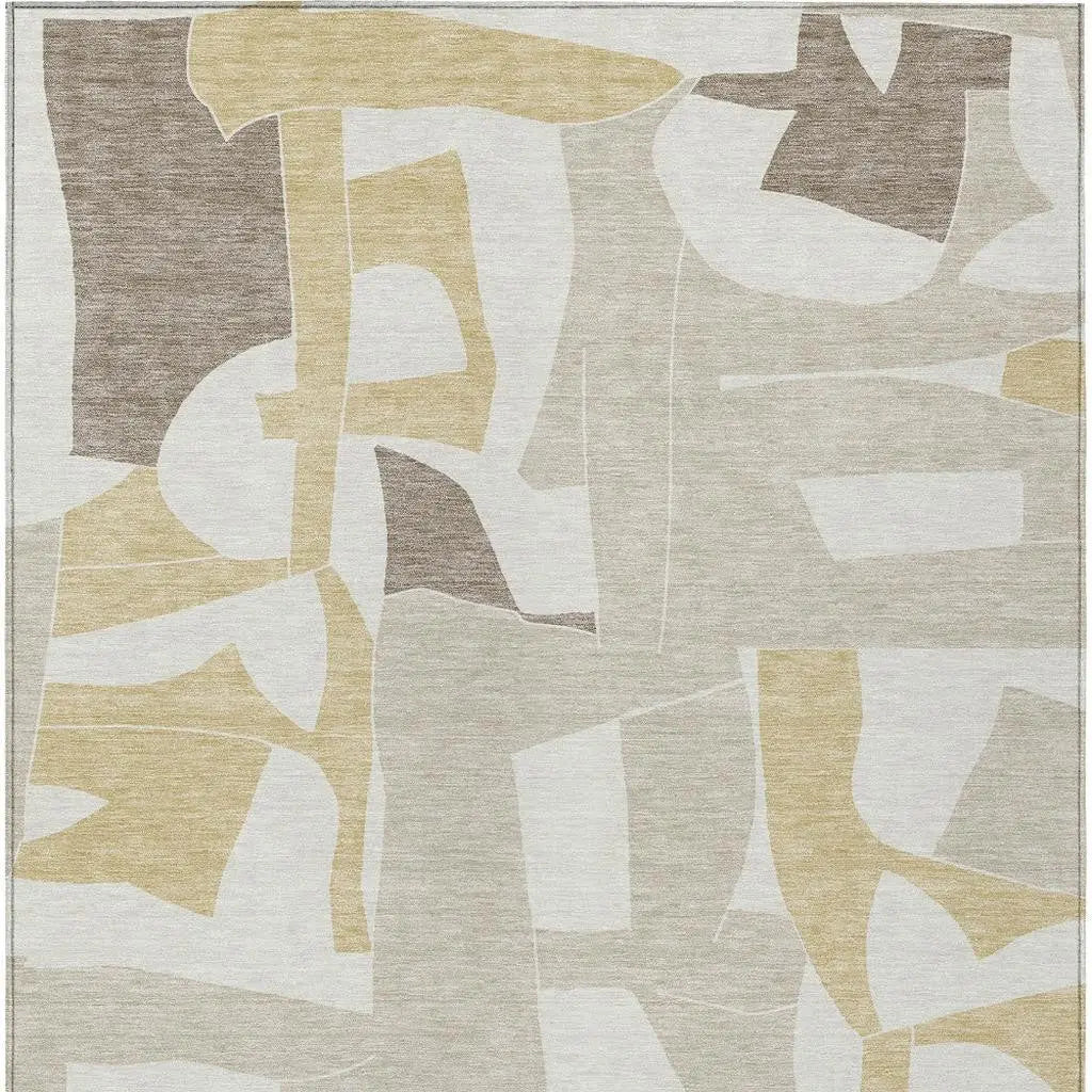 10' X 14' Ivory And Beige Geometric Washable Indoor Outdoor Area Rug Homeroots Outdoor