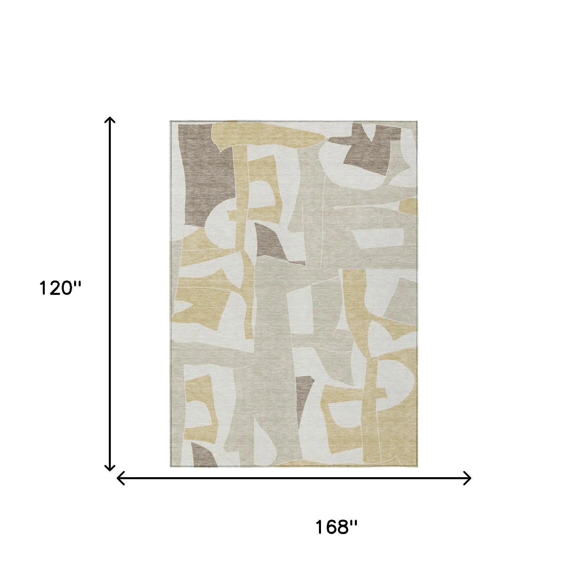 10' X 14' Ivory And Beige Geometric Washable Indoor Outdoor Area Rug Homeroots Outdoor