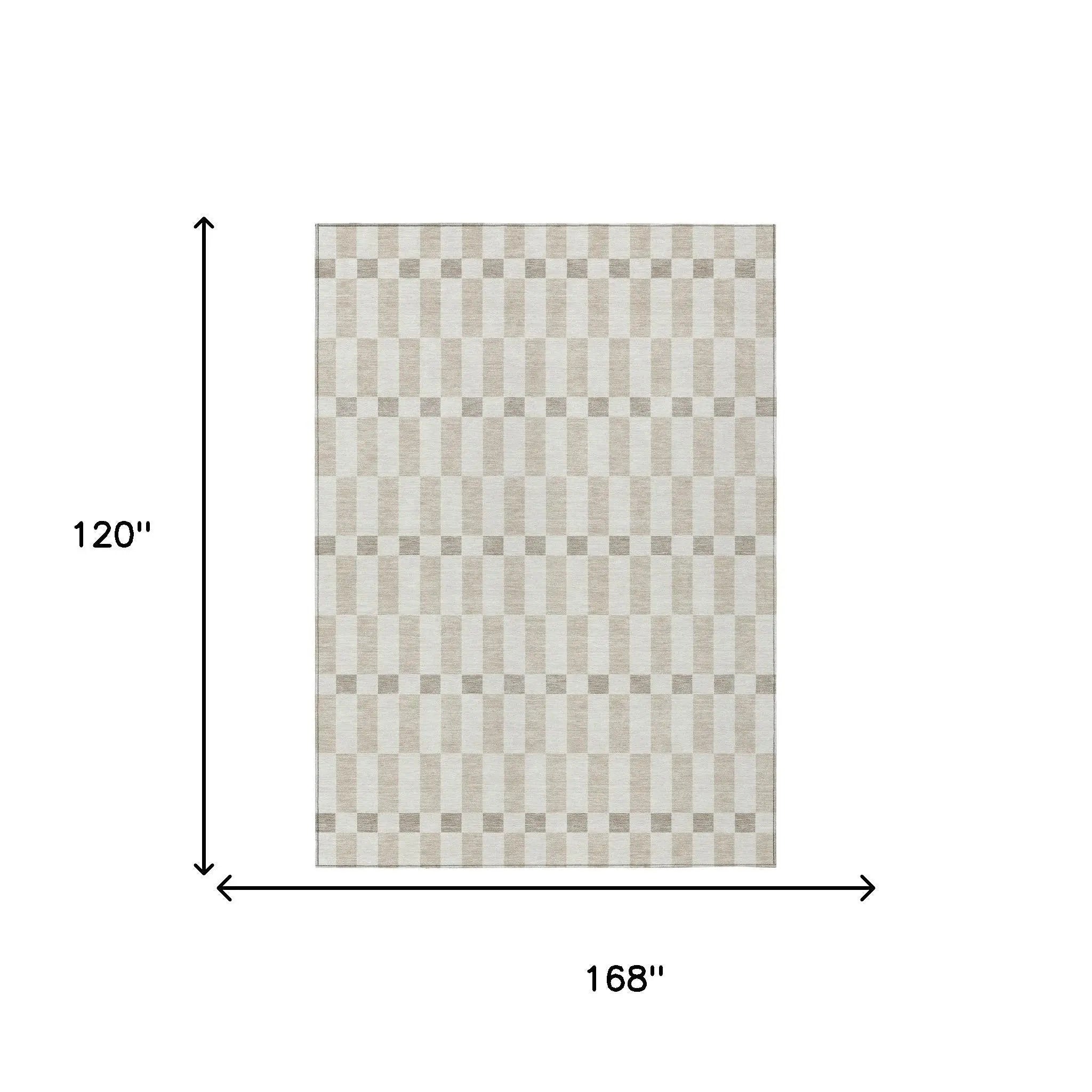 10' X 14' Ivory And Beige Geometric Washable Indoor Outdoor Area Rug Homeroots Outdoor