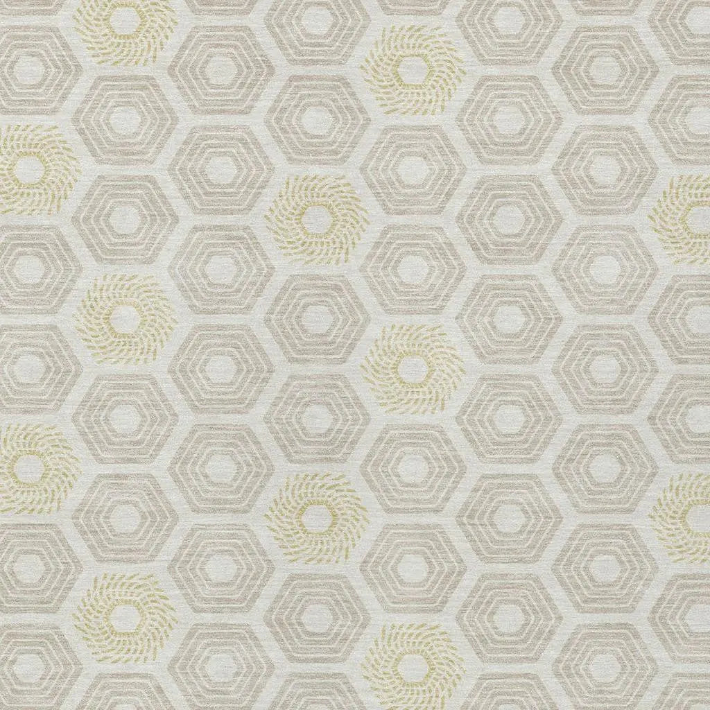 10' X 14' Ivory And Beige Geometric Washable Indoor Outdoor Area Rug Homeroots Outdoor