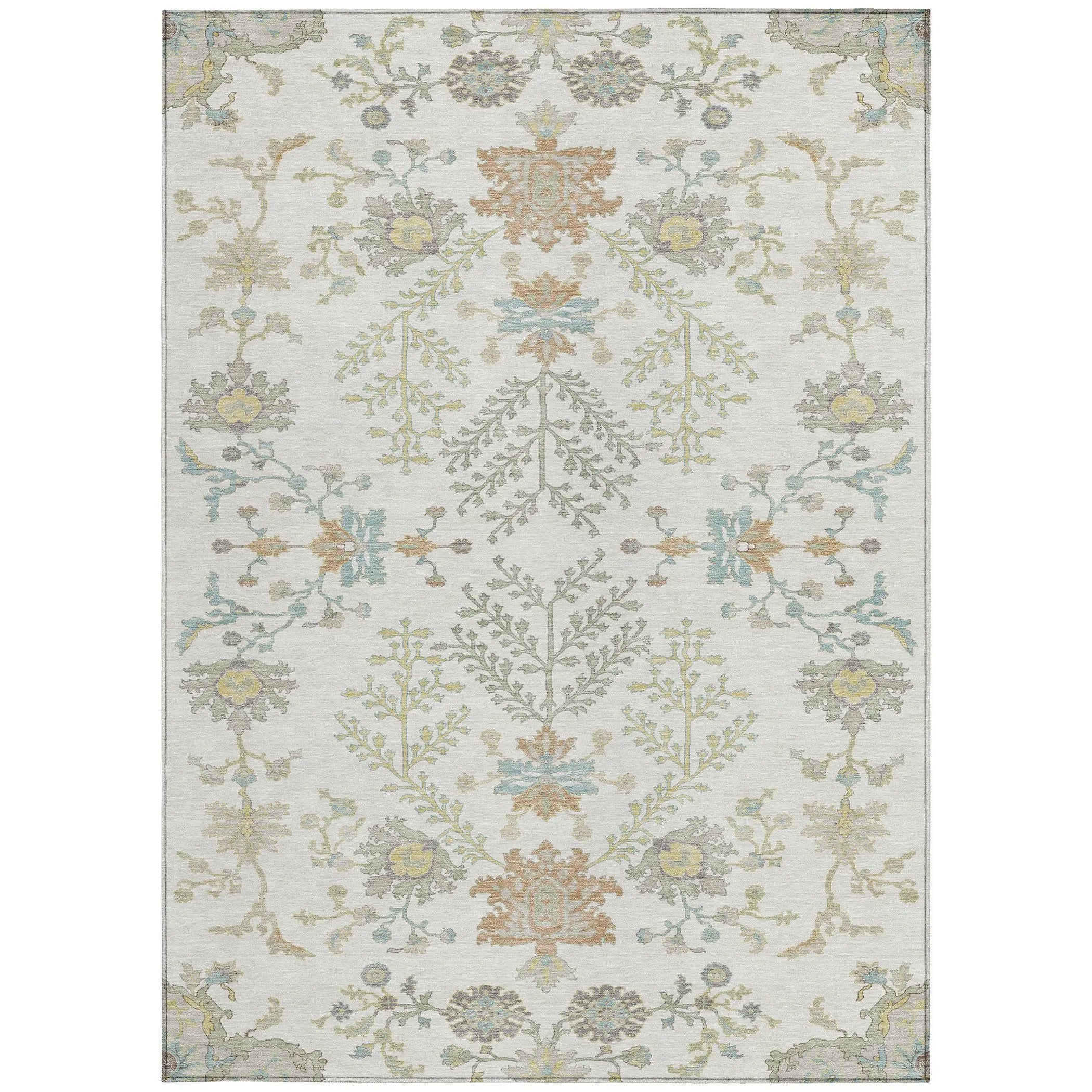 10' X 14' Ivory And Beige Oriental Washable Indoor Outdoor Area Rug Homeroots Outdoor