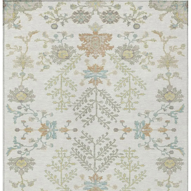 10' X 14' Ivory And Beige Oriental Washable Indoor Outdoor Area Rug Homeroots Outdoor