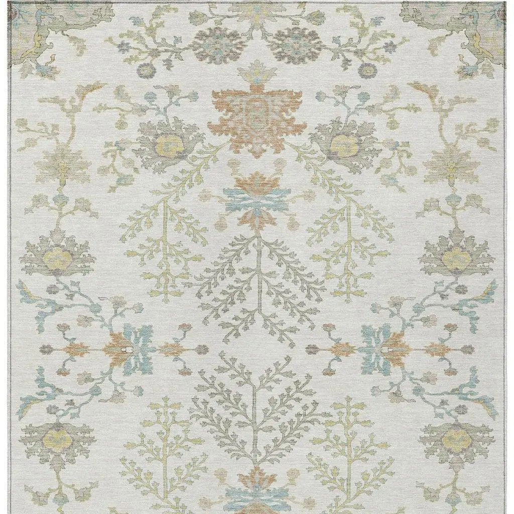 10' X 14' Ivory And Beige Oriental Washable Indoor Outdoor Area Rug Homeroots Outdoor