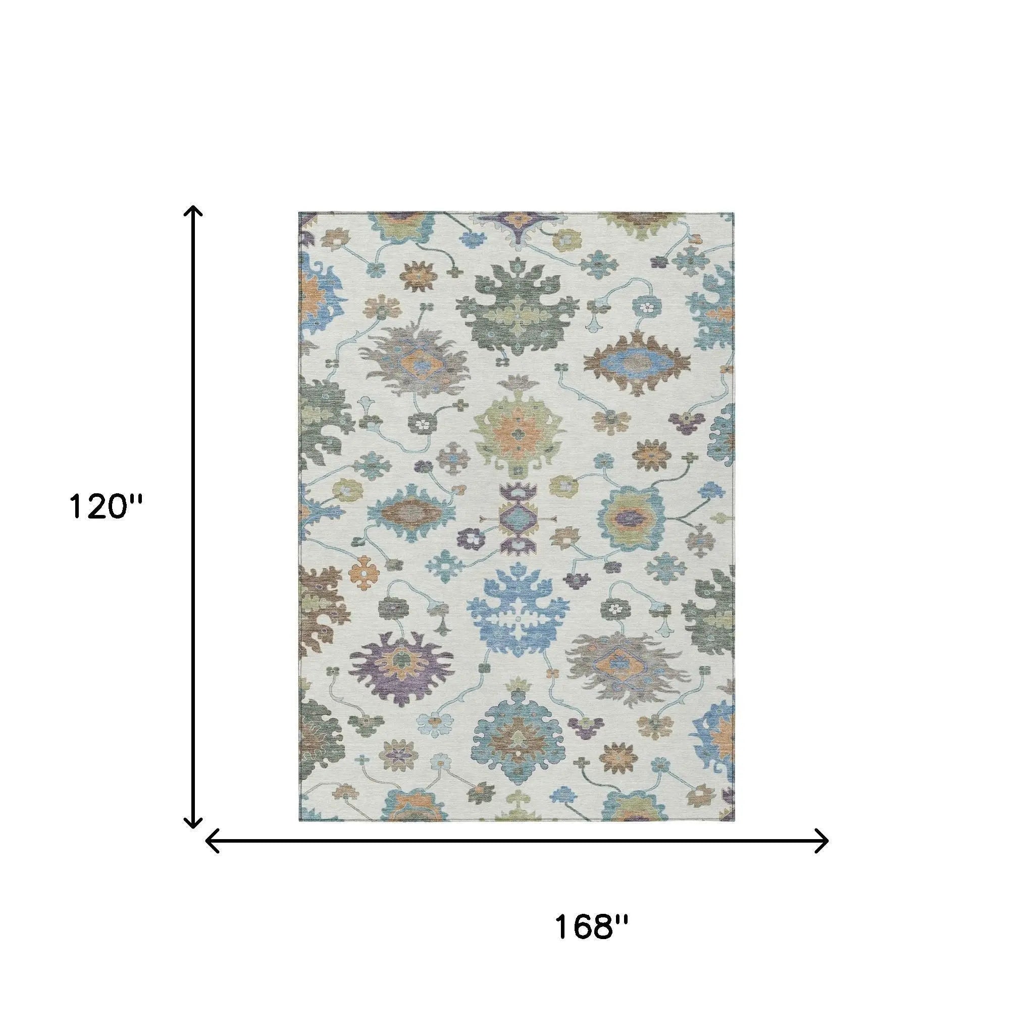 10' X 14' Ivory And Beige Oriental Washable Indoor Outdoor Area Rug Homeroots Outdoor