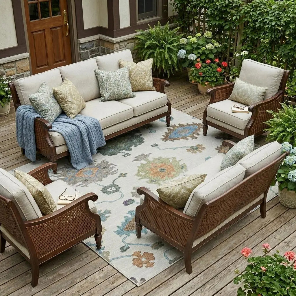 10' X 14' Ivory And Beige Oriental Washable Indoor Outdoor Area Rug Homeroots Outdoor