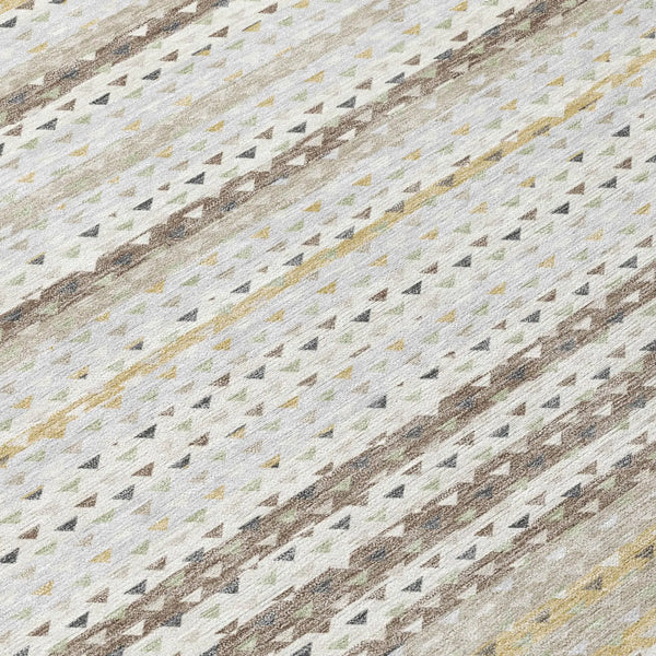10' X 14' Ivory And Beige Striped Washable Indoor Outdoor Area Rug Homeroots Outdoor