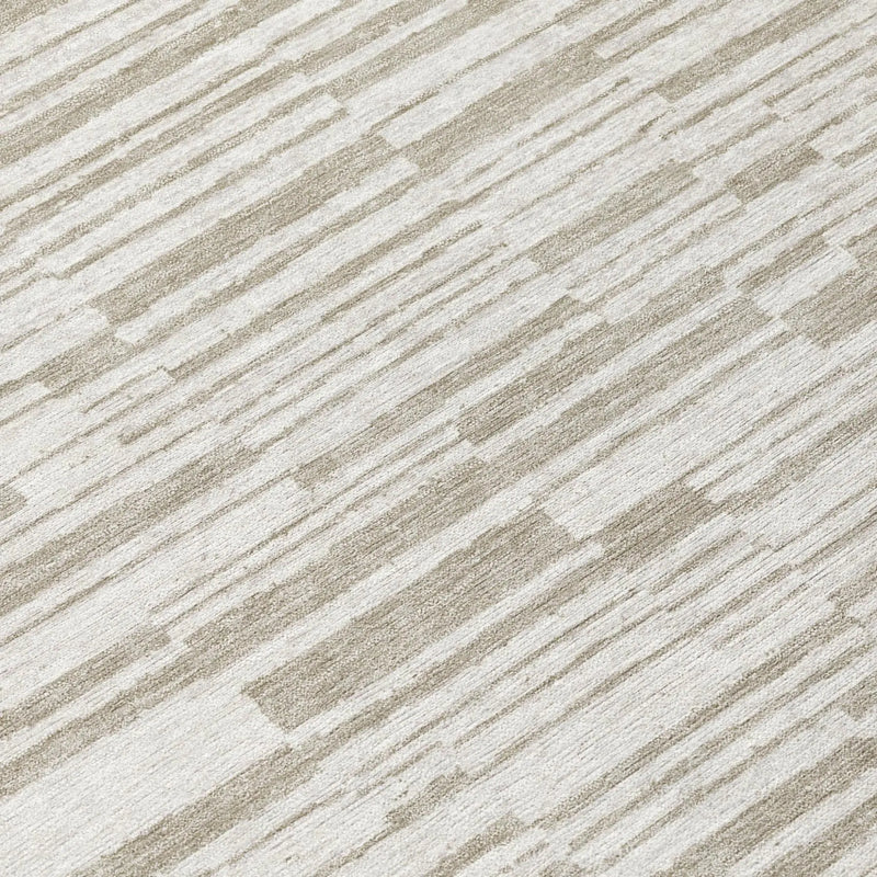 10' X 14' Ivory And Beige Striped Washable Indoor Outdoor Area Rug Homeroots Outdoor